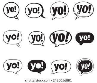 Yo bubble text style creative icon exclamation fun hand funny design.