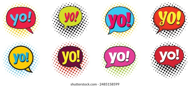 Yo bubble text style creative icon exclamation fun hand funny design.