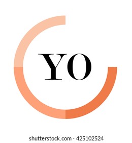 YO business logo icon design template elements. Orange color vectors. Design identity in circle. Alphabet letter
