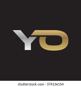 YO company linked letter logo golden silver black background