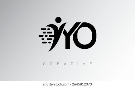YO Creative Digital Monogram Logo – Futuristic Letter mark Design Featuring Human Shape, Pixel Motion and Minimal Tech Style for Innovative Branding Identity