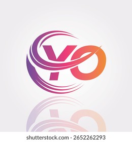 YO Creative Gradient Swirl Monogram Logo – Modern Abstract Letter mark Design for Professional Branding and Digital Identity