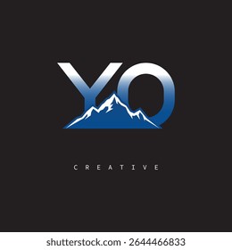 YO Creative Mountain Logo Bold Gradient Letter mark Branding Design for Business Outdoor Brands