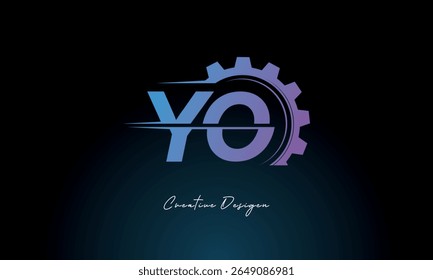 YO Gear Fusion Logo - Industrial Tech-Inspired Letter mark Futuristic Industrial Letter Mark Design para marcas de tecnologia e engenharia.