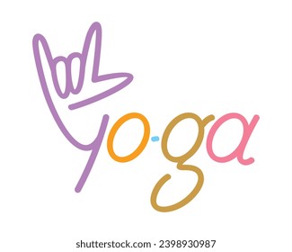 Yo Hand Gesture with Yoga Word Text Vector Art