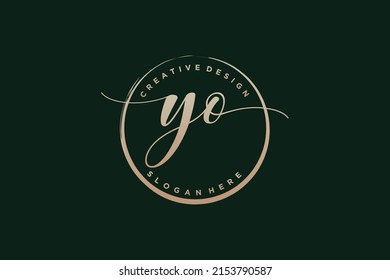 YO handwriting logo with circle template vector signature, wedding, fashion, floral and botanical with creative template.