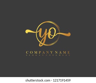 YO initial handwriting logo circle template vector