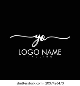 YO Initial Handwriting Logo Design Vector