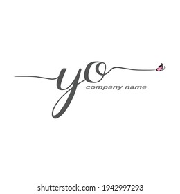 YO Initial Handwriting logo luxury vector beauty