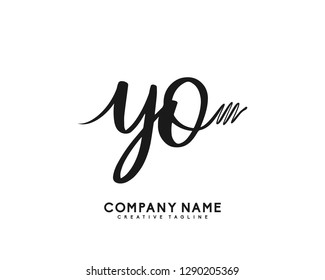 YO Initial Handwriting Logo Template Vector