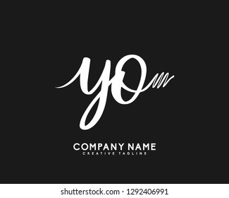 YO Initial Handwriting Logo Template Vector