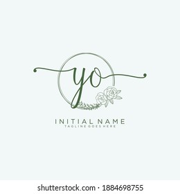 YO Initial handwriting logo vector