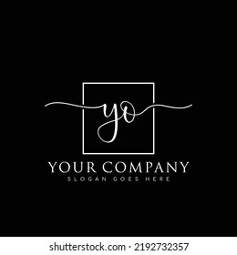 YO Initial handwriting minimalist logo vector