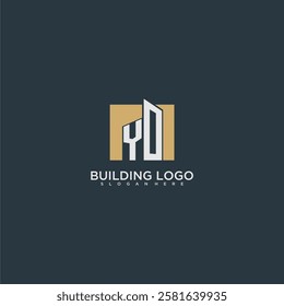 YO initial letter building logo for real estate with square design