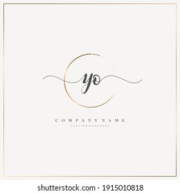 YO Initial Letter handwriting logo hand drawn template vector, logo for beauty, cosmetics, wedding, fashion and business