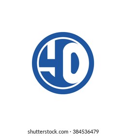 YO initial letters circle business logo blue