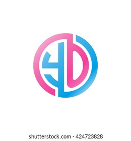 YO initial letters looping linked circle logo pink blue