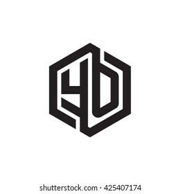 YO initial letters looping linked hexagon monogram logo