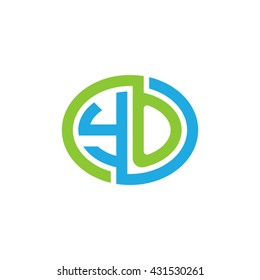 YO initial letters looping linked ellipse logo blue green
