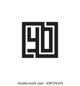 YO initial letters looping linked square monogram logo