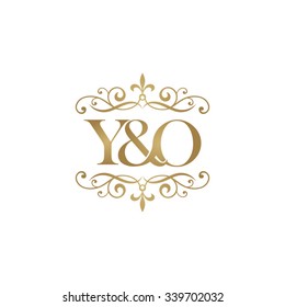 Y&O Initial logo. Ornament ampersand monogram golden logo