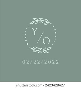 YO initial modern monogram wedding with creative circle line