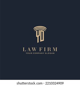 YO initial monogram lawfirm logo with pillar design