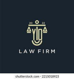 YO initial monogram logo for lawfirm with scale vector design