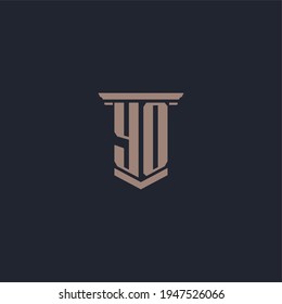 YO initial monogram logo with pillar style design