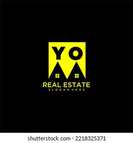 YO initial monogram logo real estate in square style design