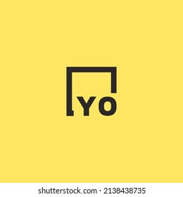 YO initial monogram logo with square style design