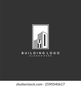 YO initial monogram real estate logo with building creative square style design