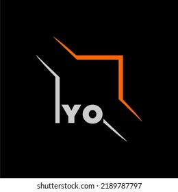 YO initial monogram technologi logo with square style design