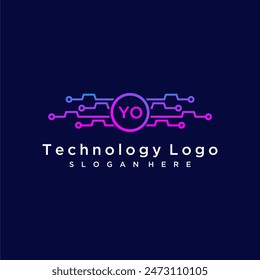 YO initial monogram for technology logo with circle style design