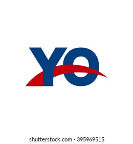 YO initial overlapping swoosh letter logo blue red