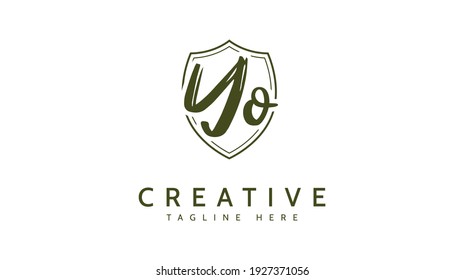 YO Initials, handwriting logo vector