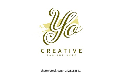 YO Initials, handwriting logo vector