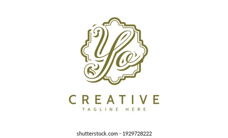 YO Initials, handwriting logo vector