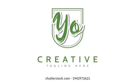 YO Initials, handwriting logo vector