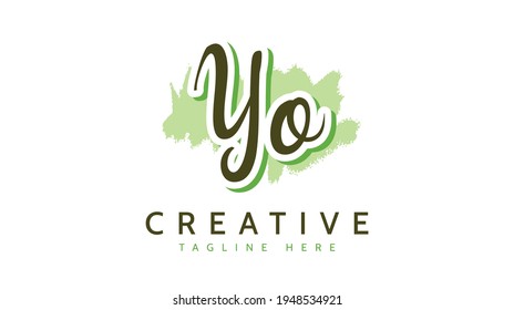 YO Initials, handwriting logo vector