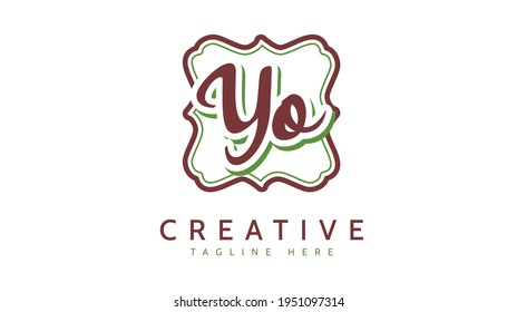 YO Initials, handwriting logo vector