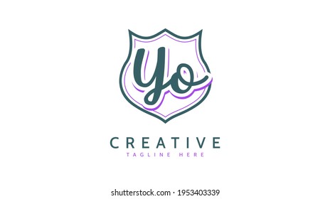 YO Initials, handwriting logo vector