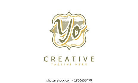 YO Initials, handwriting logo vector