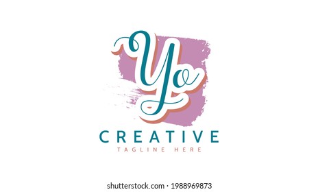 YO Initials, handwriting logo vector