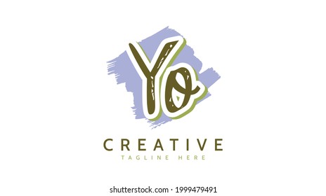 YO Initials, handwriting logo vector