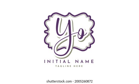 YO Initials, handwriting logo vector