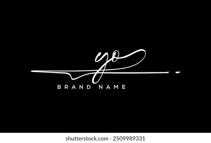 YO letter beauty handwriting vector logo. 