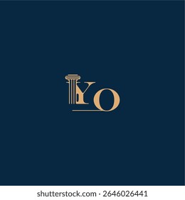 YO conceito de letra de elegante logotipo de lei classy design advogado com monograma e pilar