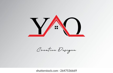 YO Letter House Logo – Creative Real Estate Monogram with Roof Icon and Home Shape for Property, Architecture and Modern Branding
