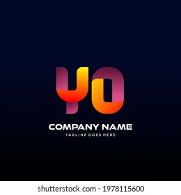 YO Letter initial Logo Vector With colorful, logo for media business